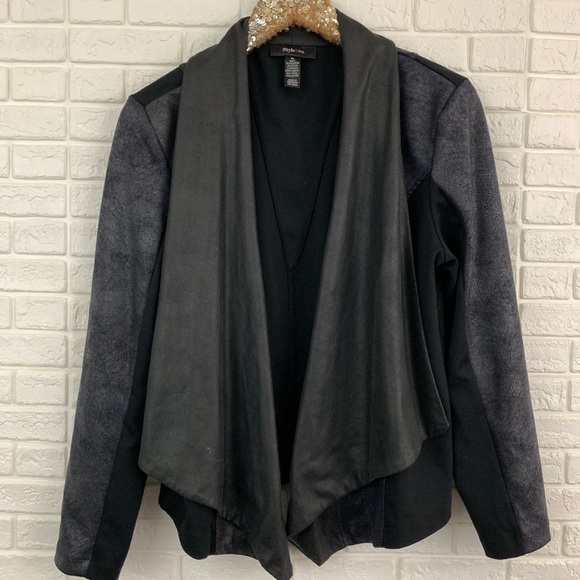 Style & Co. Jackets & Blazers - Style & Co. faux leather moto open front jacket